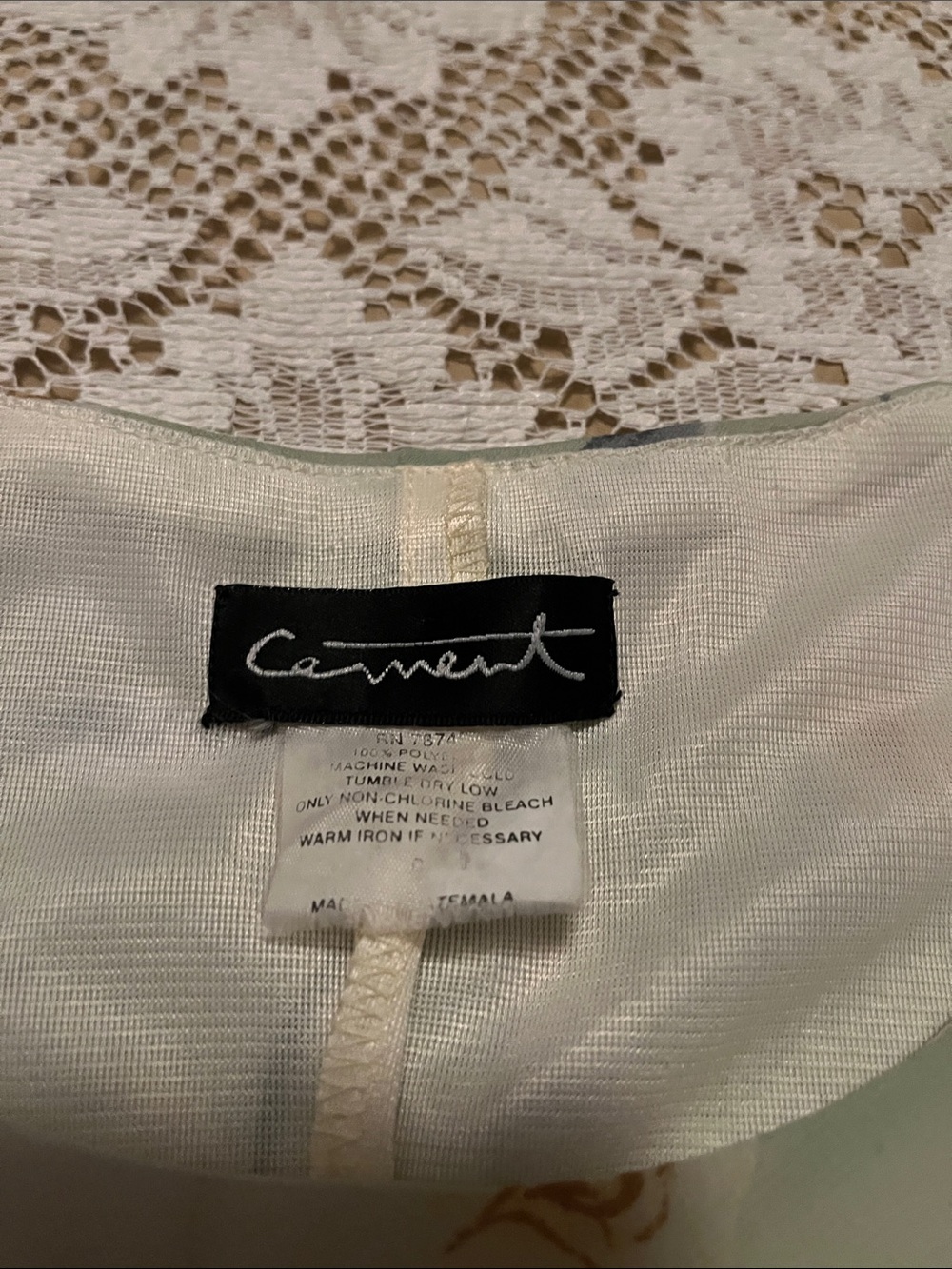 1990s Cement Floral Mini Shift Dress, Pale Yellow & Green, Size 6 - Picture 6 of 6